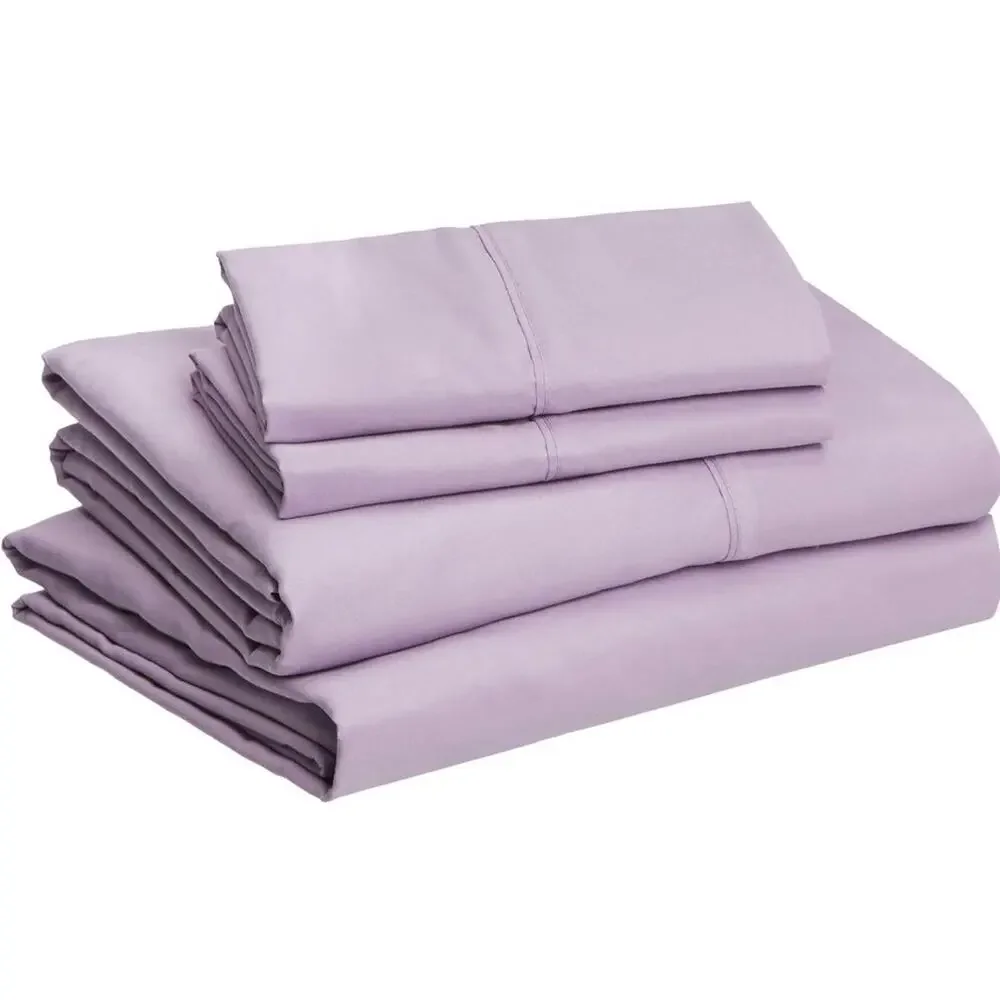 Amazon Basics Microfiber 4-Piece Sheet Set, Frosted Lavender, Solid King